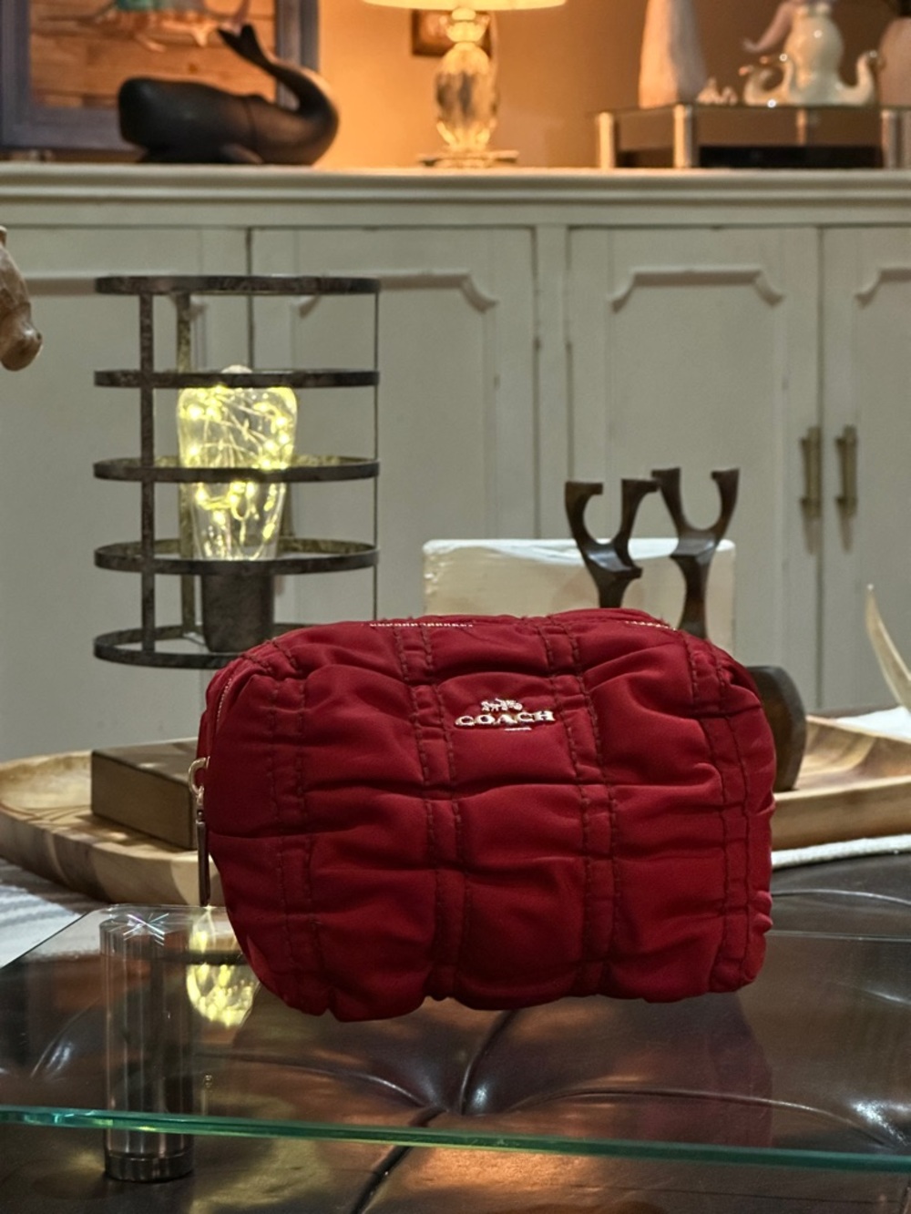 COACH Small Boxy Cosmetic Case w/Ruching Detail, in Red. NWOT - Picture 13 of 14